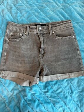 refuge Gray Rolled-Hem Denim Shorts Skull Wings Embroidery Women's 7
